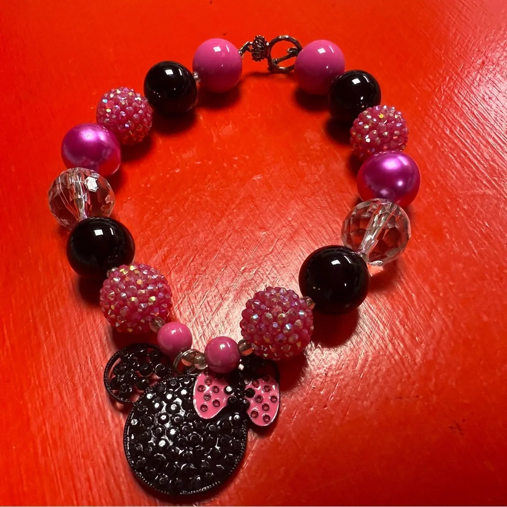 MINNIE MOUSE JEWELRY 2 necklaces and one bracelet